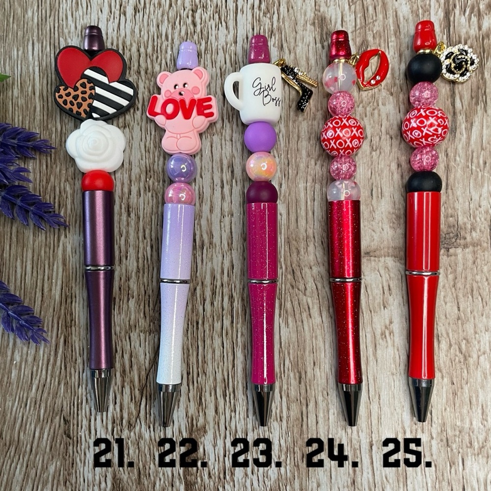 Handcrafted Heart Love Pens Beaded Unique Artisan Gifts Office Accessories